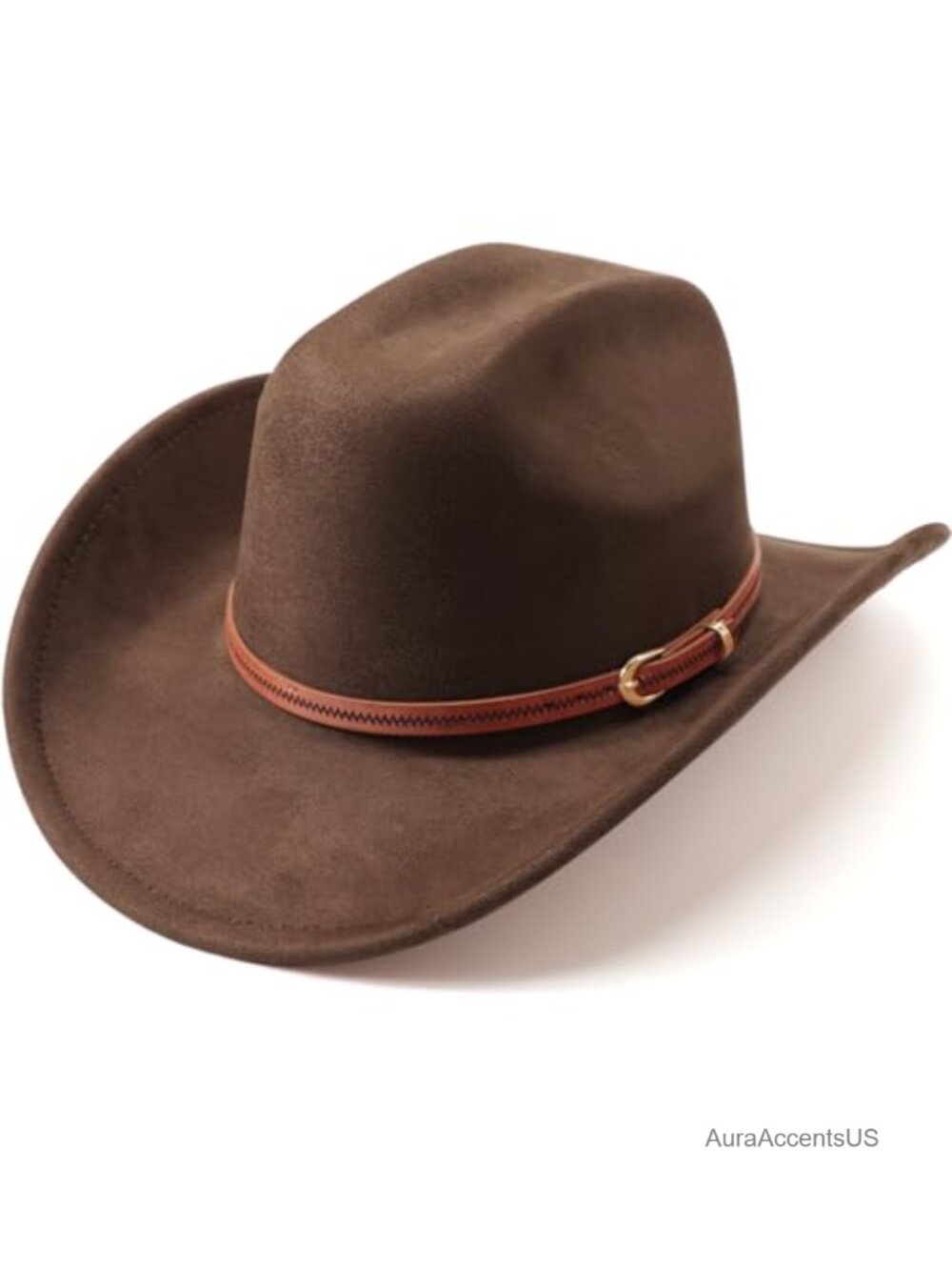 Wide Brim Felt Cowboy Hat with Belt Buckle Retro Panama Unisex
